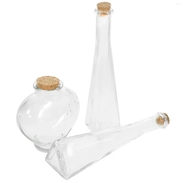 Bottiglie di stoccaggio 3 pezzi piccoli contenitori contenitori souvenir bottiglia decorativa decorativa vetro oceano vuoto che desidera drift set di matrimoni trasparente
