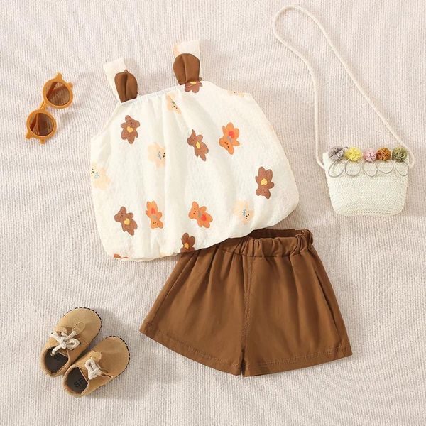 Set di abbigliamento Summer Baby Girl Shorts a due pezzi Shorts carina orso Stampa leggero dolce stile vacanza