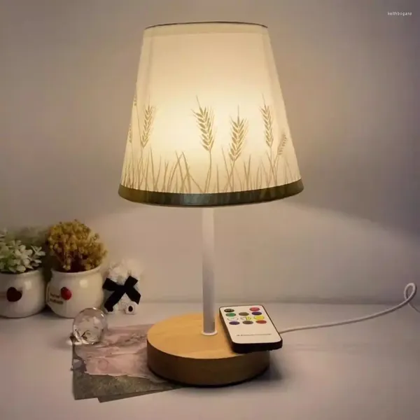 Tischlampen Holzlampe Desktop Orament Moderner USB -Antriebsschreibtisch Licht mit Zylinderschatten kreativer Nacht