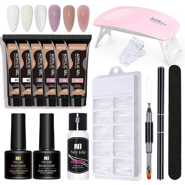 Nagellack-Poly-Nagel-Gel-Kit mit 6W LED-Lampe All-in-One
