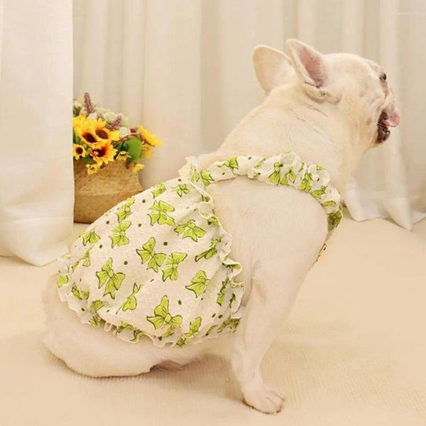 Hundekleidung Haustier Kostüm Stilvolle Welpe Süßigkeiten Druckkleid Sommerkleidung auf Augenhöhe