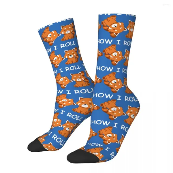 Meias masculinas Happy Funny Compression Kids ISSI é assim que eu rolo Vintage Harajuku Red Panda Hip Hop Novelty Crewless Crazy Sock