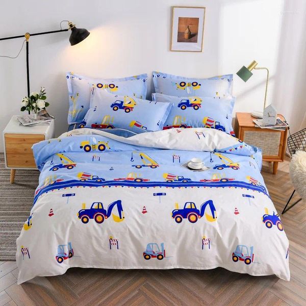 Bettwäsche -Sets Duvet Cover Set Home Decoration 4PCS Hochwertiges bedrucktes schönes Muster mit blauem Auto Übergröße