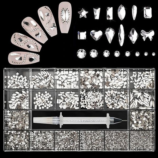 Jóias de Diamante de Charm de luxo Conjunto para decorações de arte de unhas AB DRINHA DE CRISTAL MISTAL DE BOLTO FLARO 240426