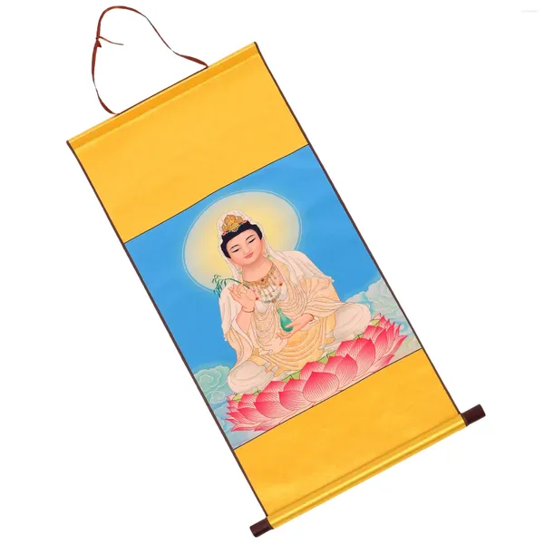 Sfondi Wall Art Arte Hanging Scroll decorazioni Ornamento religioso Sfondo Buddha Statue dipinti Offerte domestiche e