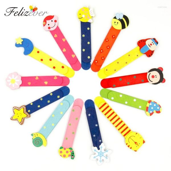 PERSPETTO DEL PAZIONE 12 pezzi di cartone animato carino mark clip wood righello scale dolci bambini stazionari premi premi borse borse omaggi scolastica