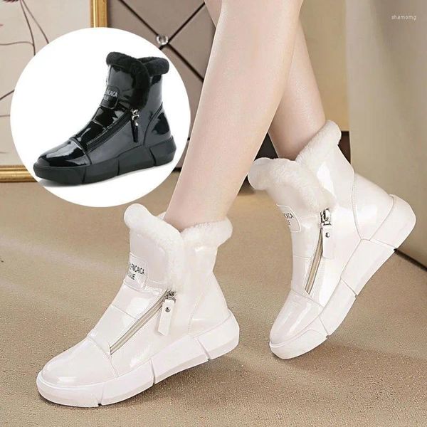 Botas plataforma de inverno mulheres tênis altos top casual cunha botas de caldeira luxuosa à prova d'água de algodão quente curto Mujer