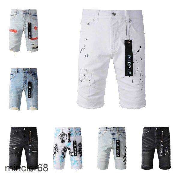 Purple Brand Jeans Shorts Designer masculino jeans roxo shorts hip hop casual joelho curto lenght jeans roupas 29-40 tamanho de alta qualidade calça jeans de jeans short curto