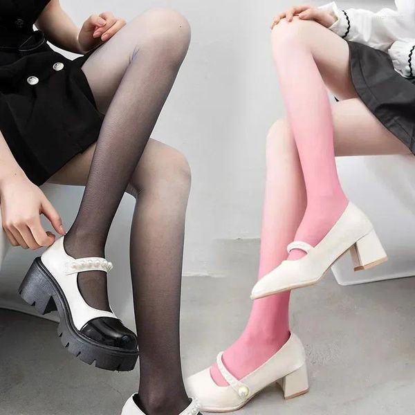 Frauen Socken 6pcs Mode JK Girls Sommer dünne Strumpfhose Gradientenfarbe Strumpfhosen weibliche Süßigkeiten Lolita Strümpfe lang