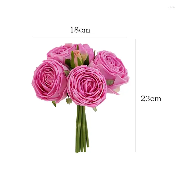 Dekorative Blumen Latex Feuchtigkeitsfeuchtigkeitsspeisende Rosenblume Blumenstrauß Haus Esstisch Display Peony Artificial Flores Branch Party Dekor Ehe Ehe