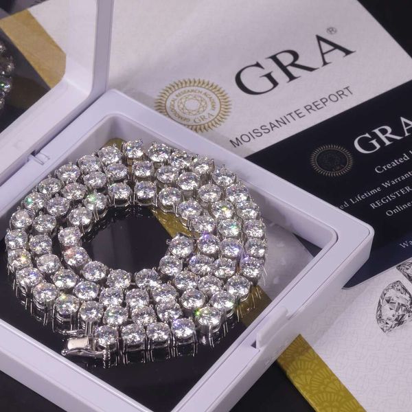 U02 permanente de joias personalizadas GRA D VVS REAL 9K 10K 14K White Gold Moissanite Tennis Chain Bracelet
