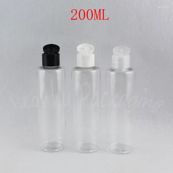 Bottiglie di stoccaggio 200 ml Transparente Flat Plave Plastic Bottle Top Cap da coprone 200cc shampoo / lozione Contenitore cosmetico vuoto sub-bottling