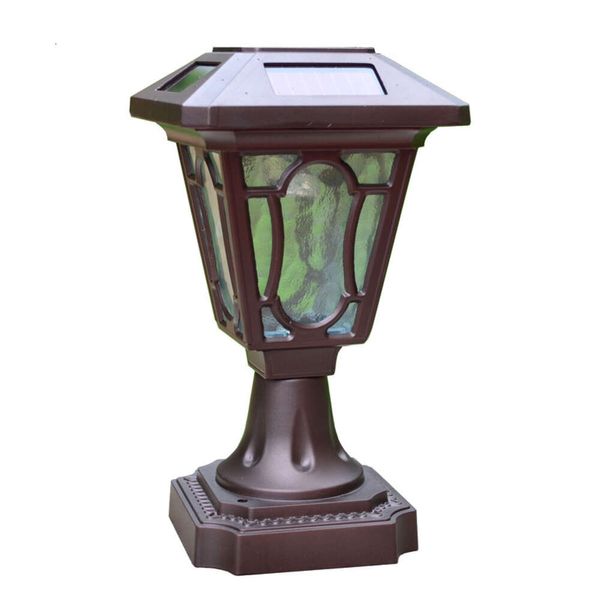 Lampada per testa a energia solare, parete da giardino impermeabile, pilastro delle porte, illuminazione esterna ultra luminosa a LED, lampada a colonna del cortile in stile europeo