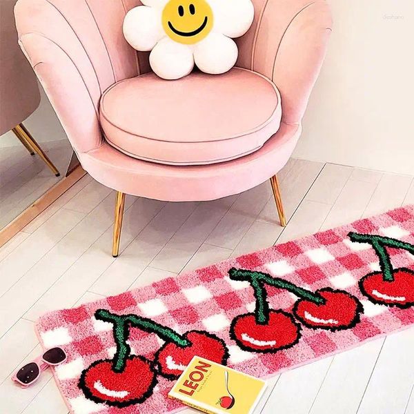 Tappeti tappeti tappeto a scacchiera casa camera da letto soggiorno alla moda girly rosa decorativo soffice morbido grazioso tappeto per bambini tappetini per bambini