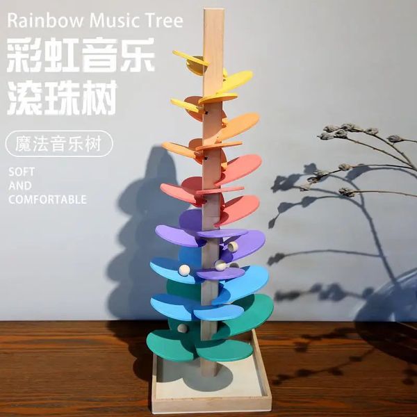 Montessori Wooden Rainbow Petals Music Tree Building Building Buildings Magic Music Creative Childrens Giocattoli Educational Birthday 240510