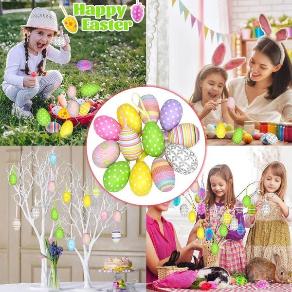 Figurine decorative Polka Dot Pattern Pasqua Easter Dipinge Eggs asilo con decorazione 2024 Happy Decor