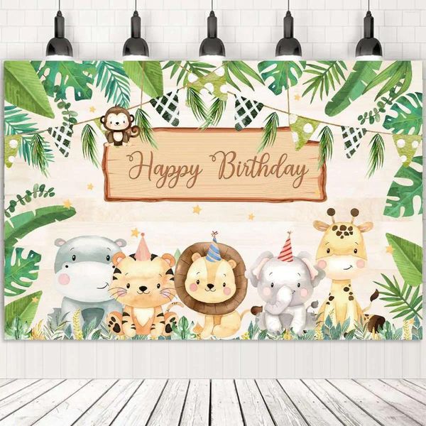 Decoração de festa Jungle Animal Cenário Wild One Safari Birthday Decorações de bebê chá de bebê menino menina 1º fundo