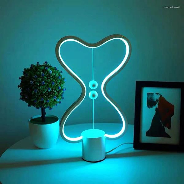 Lampade da tavolo scrivania a led camera da letto decorazione per la casa rgb lampada da comodino design creativo bilancio magnetico per