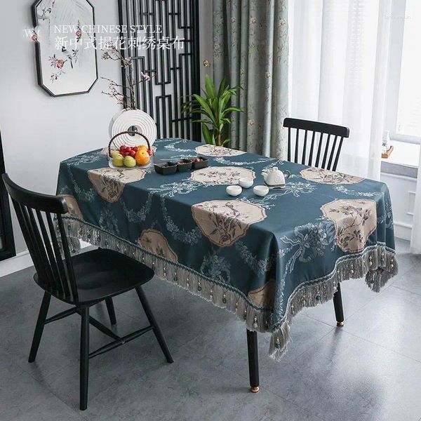 Tischtuch Chinesische ovale Tischdecke Quasten Stoff Jacquard Esskaffee Cover Party 3d Plant Home Decor Luxus dick