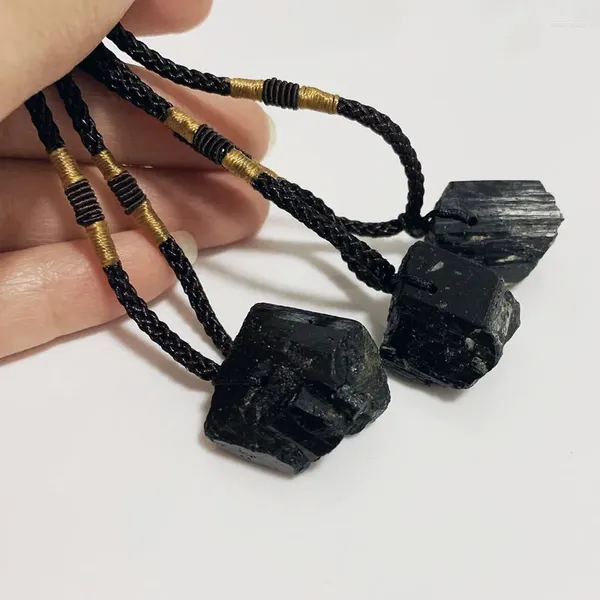 Anhänger Halsketten 1pc natürliche kristall schwarze turmalin steinhalskette Mineral Quarz Originalerz -Exemplar Männer Männer Enerny Geschenke