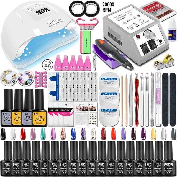 Kits de unhas kit de esmalte de unhas de unhas com lâmpada UV Droca de unhas Pro Manicure Set para unhas de unhas acrílico kit de gel de varish SN Manicure Tools T240510