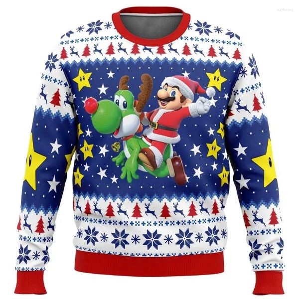 Herren Hoodies 23 Herbst/Winter Kart Hässlicher Weihnachtspullover runden Hals Geschenk Weihnachtsmann Pullover 3D Sweatshirt
