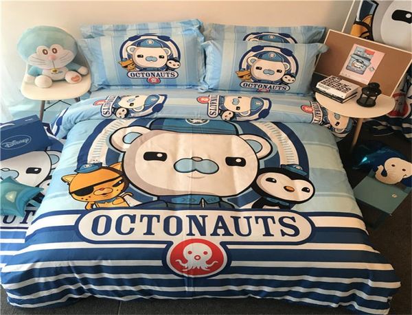 3pcs4pcs algodão Anime Octonauts Kwazii Pesos de cama de pesos com tampa de lençol da cama PillocCase para garoto Conjunto de cama de dormitório T28245258