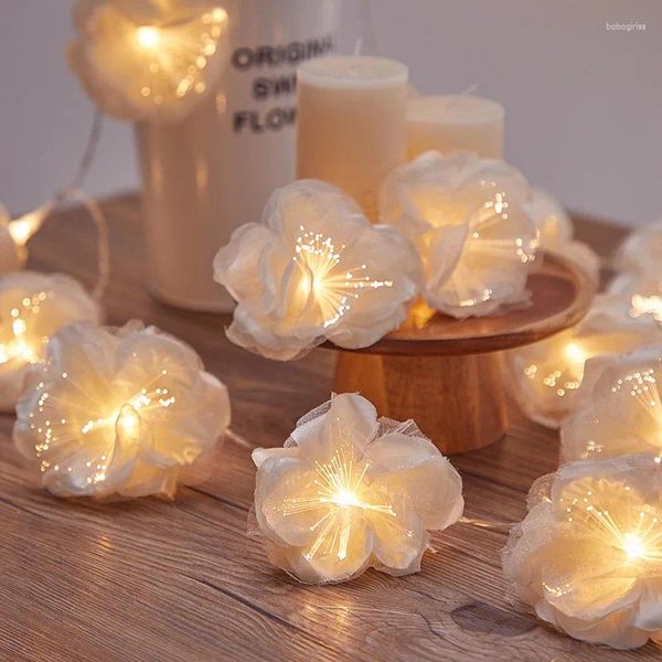 Dekorative Blumen LED LED Weiß 2meter Motten Orchideen Blumenschnur mit Lichtern Hochzeitstisch Mittelstücke Dekorationen leuchtet künstliche Girlande