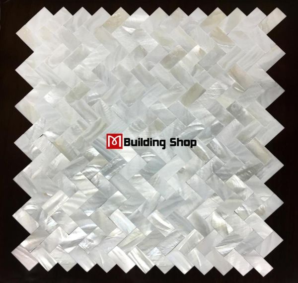 A spina di pesce di aringa senza cattura della madre di perle backsplash guscio bianco mosaico mop124 piastrelle da parete del bagno3947440