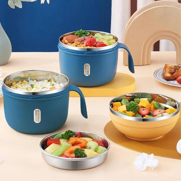 Dinkware WorthBuy 1000 ml Lunch Box 304 ciotola di noodle istantanea in acciaio inossidabile con coperchio a prova di perdita di perdita di perdita di tazza veloce