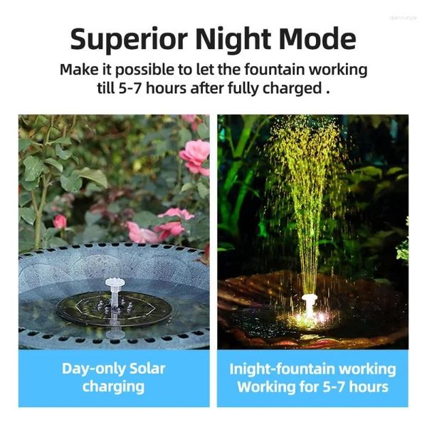 Bahçe Dekorasyonları Güneş Çeşmesi Su Pompası Kuş Banyosu için Renk Led Işıkları 3W 7 Nozullar 4 Fikir yüzen havuz tankı