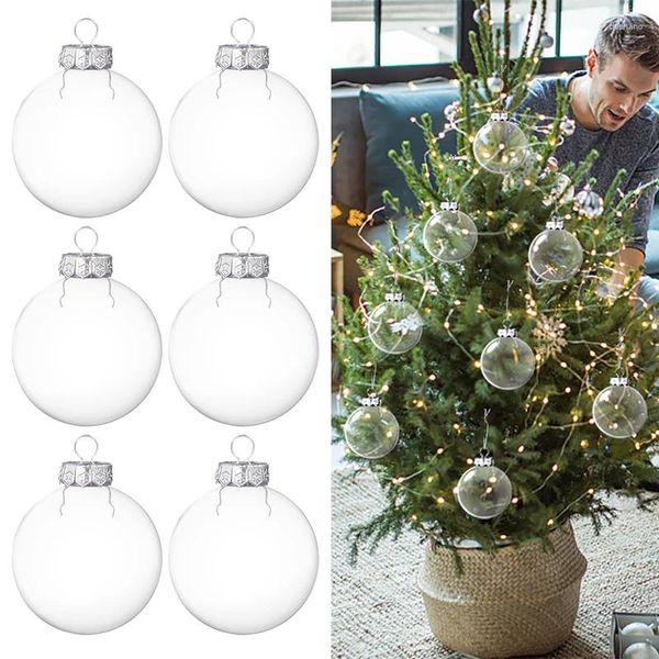 Party -Dekoration 6pcs 6/8 cm Weihnachtsfest transparenter Ball klares Plastik Füllbares Banas Weihnachtsbaum Hanging Ornament für Hochzeits Heimatkoration Geschenk