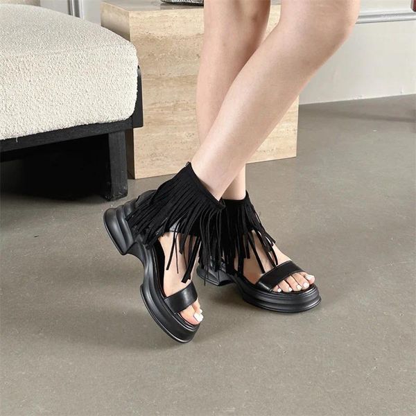 Sandals tacchi grossi tacchi punk punk topipini scarpe da donna a punta aperta piattaforma a cuneta estate sandale romaine femme