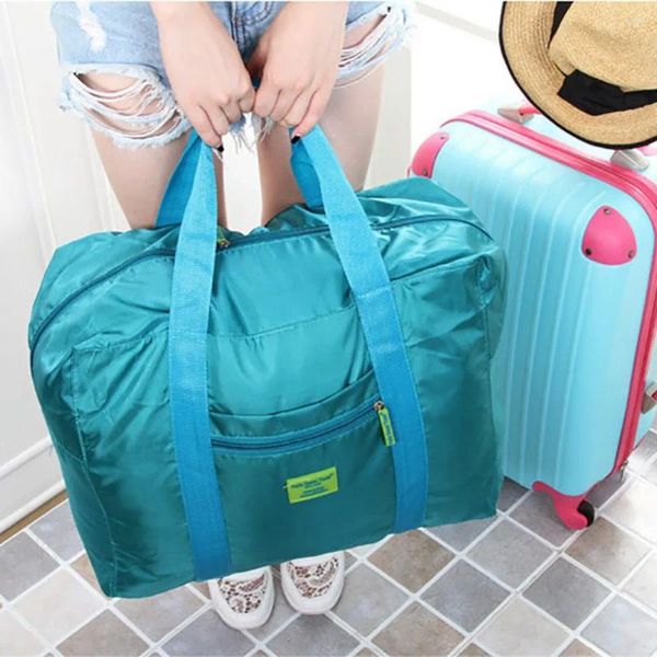 Depolama çantaları Kore tarzı katlanır seyahat çantası makyaj alışverişi su geçirmez oxford kumaş organizatör duffel sonlandırma