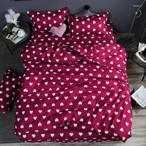 Conjuntos de cama Conjunto de flores de verão 4pcs/folha plana Tampa de edredão de pêssego Pachado de cama de cama de linho estilo pastoral estilo