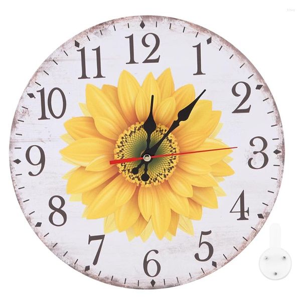 Wanduhren 30 cm eleganter Stil Sonnenblumenmuster Hängende Uhr für Home Office Wohnzimmer Dekoration