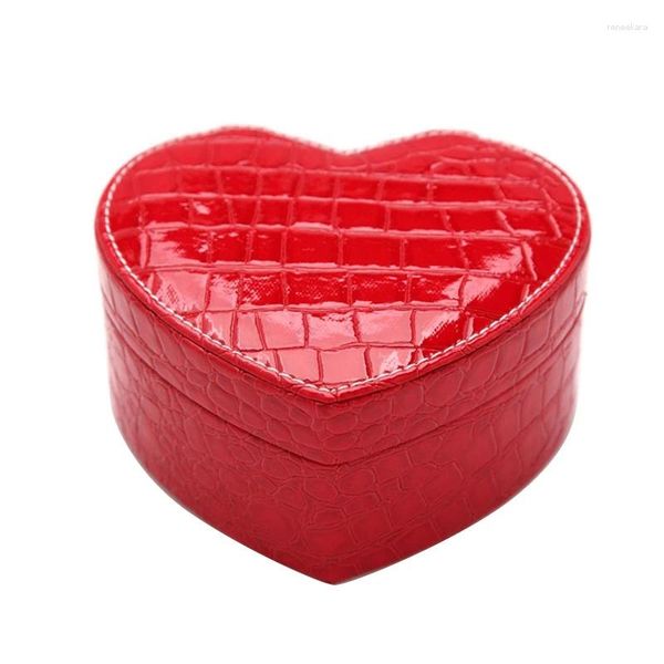 Schmuckbeutel Herzförmige Kiste tragbare Aufbewahrung PU Leder Ring Armband Ohrring Organizer Hülle Geschenk