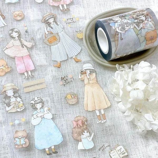 Geschenkverpackung Sholittlehappines Vintage lasst uns Picknick -Mädchen Washi Zetietee Planer DIY -Karten machen Scrapbooking Plan dekorativen Aufkleber