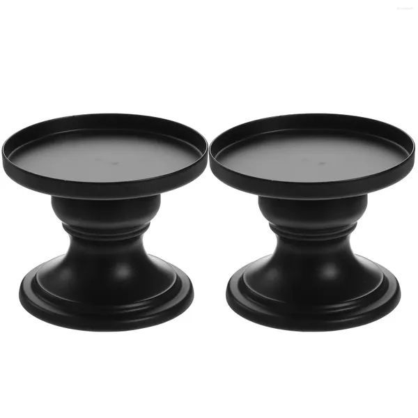 Titulares de vela 2 PCs Pillar Metal Pillar Velas decorativas Modern Fruit Bowl Black Banquet Casamento cônico