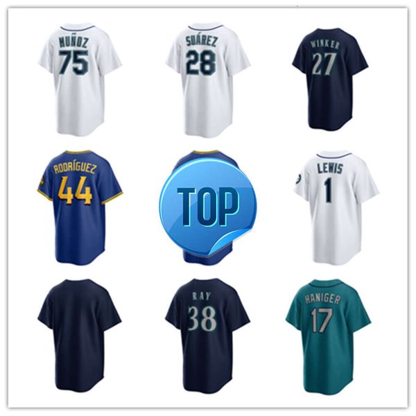 Seattle Custom Mariners Baseball Jerseys Julio Rodriguez Ichiro Suzuki Ken Griffey Jr. Edgar Martinez Cal Raleigh 3 JP Crawford 17 Mitch Haniger