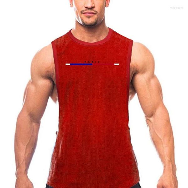 Мужские майки -вершины летние сетчатые сетки дышащие быстро сухую рубашку для рубашки мужская фитнес.
