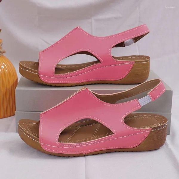 Sandals Classic Retro Damen 2024 Sommer Peep Zeh Casual Outdoor Rutschen bequeme Keil Römische Frauen Schuhe Sandalias de Mujer