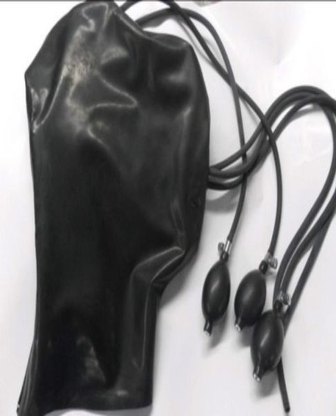 Máscara de capuz de látex inflável para brinquedos sexuais masculinos e femininos para casais BDSM Sex Games Adult Games BDSM BDSM Bondage Y19052901878143