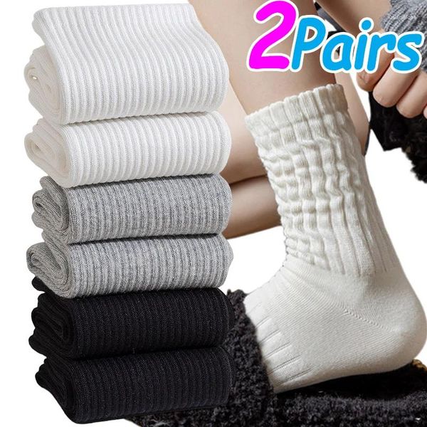 Donne calze 1/2PAIR Y2K Lolita Long Autunno inverno Solido Colore a maglia calda SOX Ladies Ladies Crouffi Crochet calze