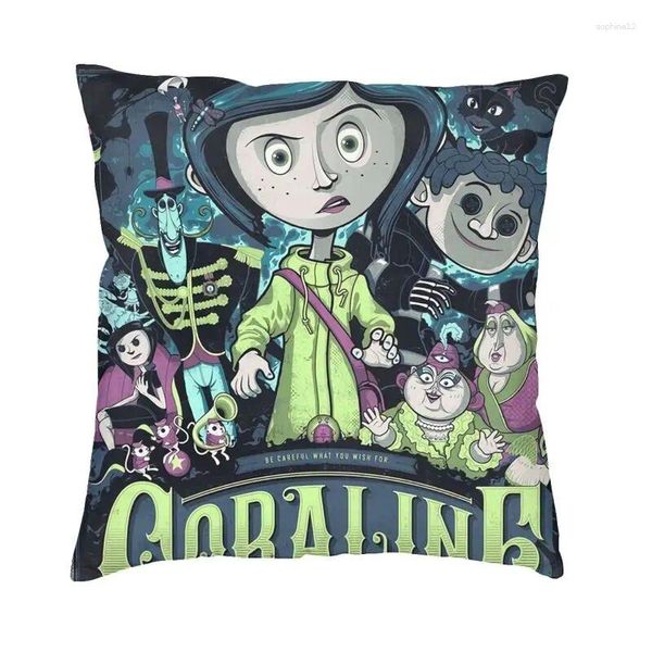 Kissen Halloween Horrorfilm Coraline Wurf Cover Home Decor Fashion Sofa Quadratkissenbezug doppelseitiger Druck