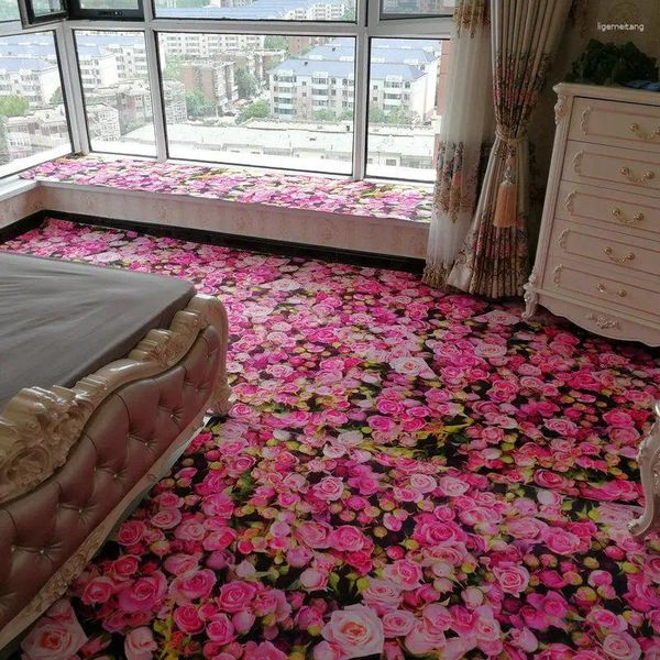 Tappeti rosa rosa 3d per soggiorno divano da letto romantico divano tappeto tavolino tavolino tappeti per bambini anti-slip e