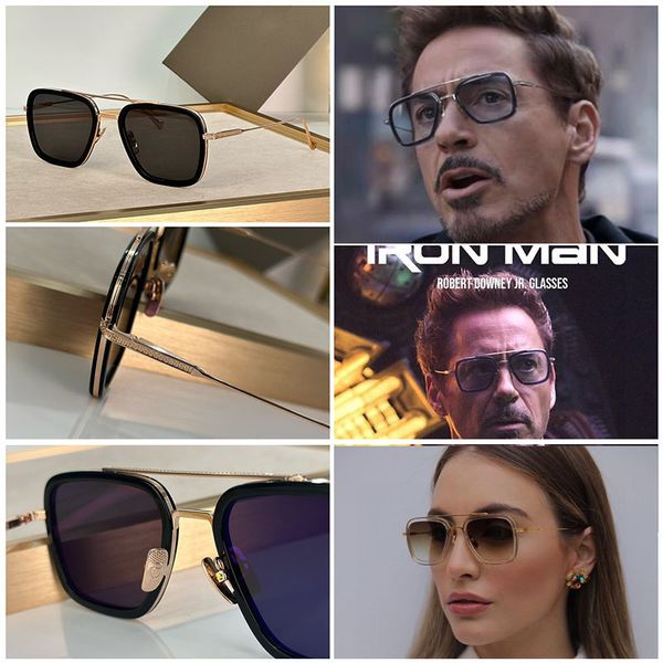 occhiali da sole maschile designer occhiali volo a lunghezza 006 Hollywood Star Model 18K Gold Plack Process Linces Ultra-Clear Lenses