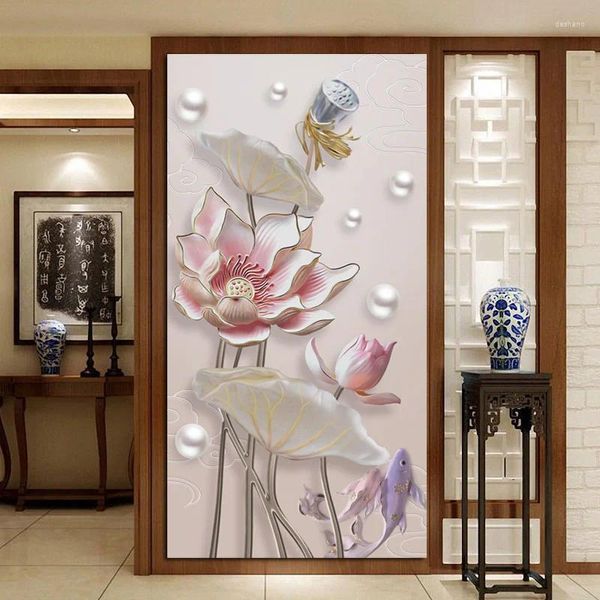 Fensteraufkleber Customized Size 3D Fenster Glasfilmtür Moderne Wandaufkleber Kunst undurchsichtig selbstklebendes Poster Lotus