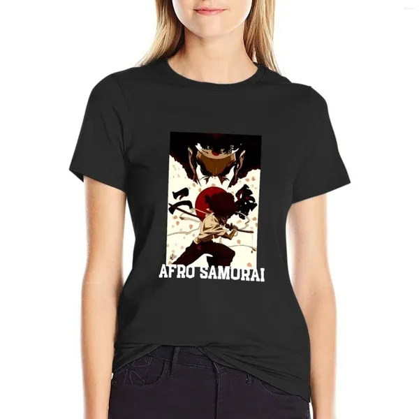 Polos femininos de cabelo afro samurai camiseta clássica camisa estampada de animais para meninas gráficos Plain thirts women women