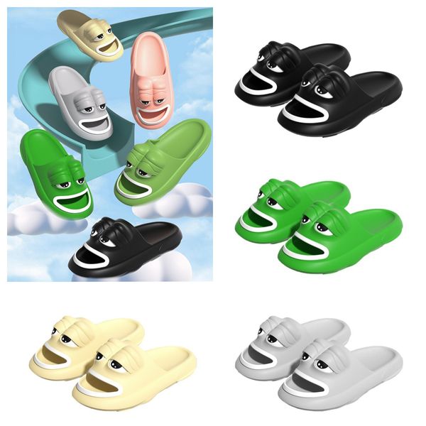 2024 neuer Designer hässlicher und niedlicher lustiger Froschpantoffeln Sandalen mit Sommer schwarzgrün weiß dicker Sohle und hoher Eva Anti Slip Beach Schuhe